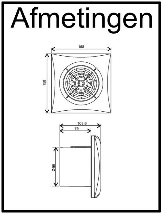 Badkamer/toilet ventilator Soler & Palau Silent (100CHZ) - Ø 100mm - MET TIMER + VOCHTSENSOR