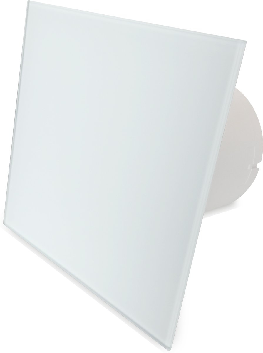 Pro-design Badkamer/toilet Ventilator - Standaard (kw100) - Ø100mm - Vlak Glas - Mat Wit